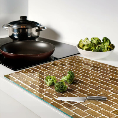 Schneidebrett Glas mit Ziegelmauer-Motiv