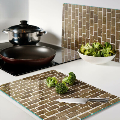 Schneidebrett Glas mit Ziegelmauer-Motiv