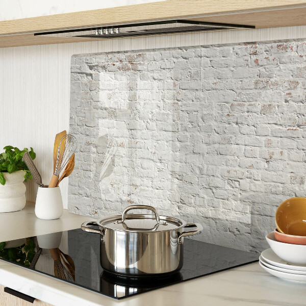 Schneidebrett Glas mit Motiv einer Backsteinwand im Loft-Stil