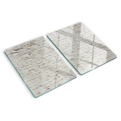 Schneidebrett Glas mit Motiv einer Backsteinwand im Loft-Stil