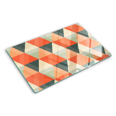 Schneidebrett Glas mit Dreiecken in Orangetönen