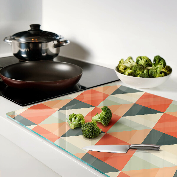 Schneidebrett glas Dreiecke in Orangetönen