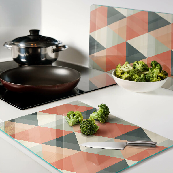 Schneidebrett glas Dreiecke in Orangetönen