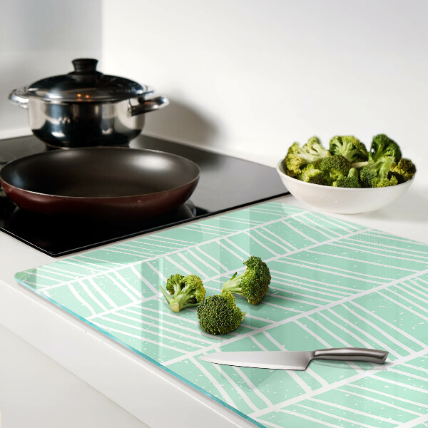 Schneidebrett Glas mit grünem Streifenmuster und weißen Linien