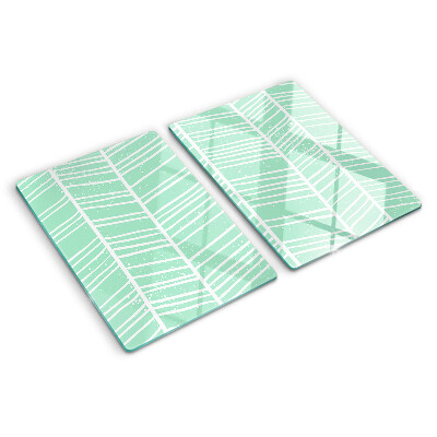 Schneidebrett Glas mit grünem Streifenmuster und weißen Linien