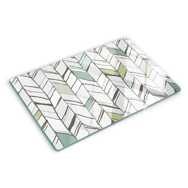 Schneidebrett glas Blattartige Muster in Grüntönen