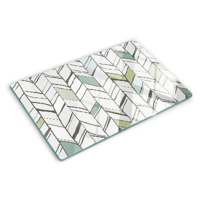 Schneidebrett Glas mit blattartigen Mustern in Grüntönen