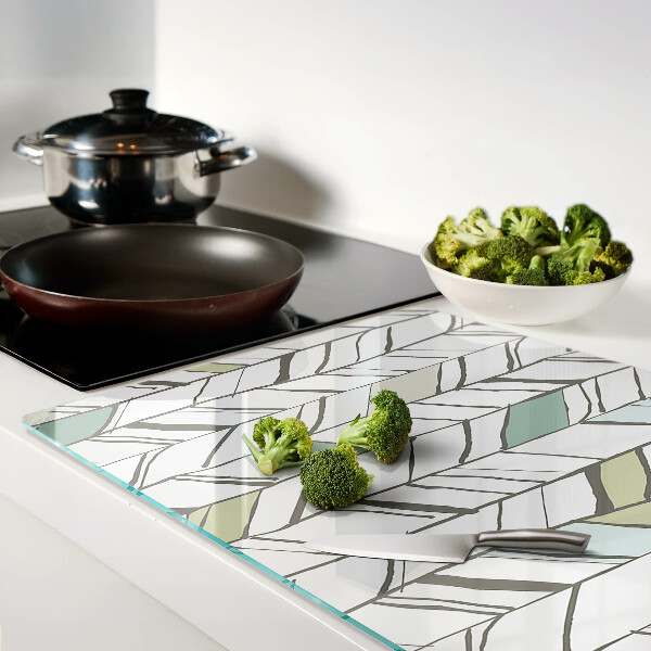 Schneidebrett glas Blattartige Muster in Grüntönen