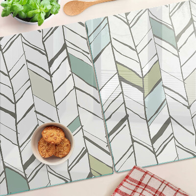 Schneidebrett glas Blattartige Muster in Grüntönen