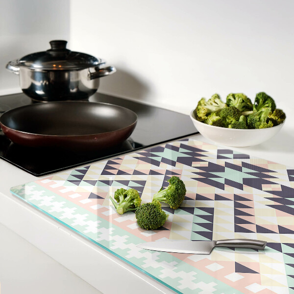 Schneidebrett Geometrisches Motiv in Pastellfarben