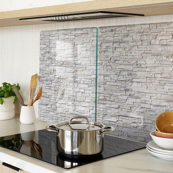 Schneidebrett Glas mit Motiv einer Steinmauer