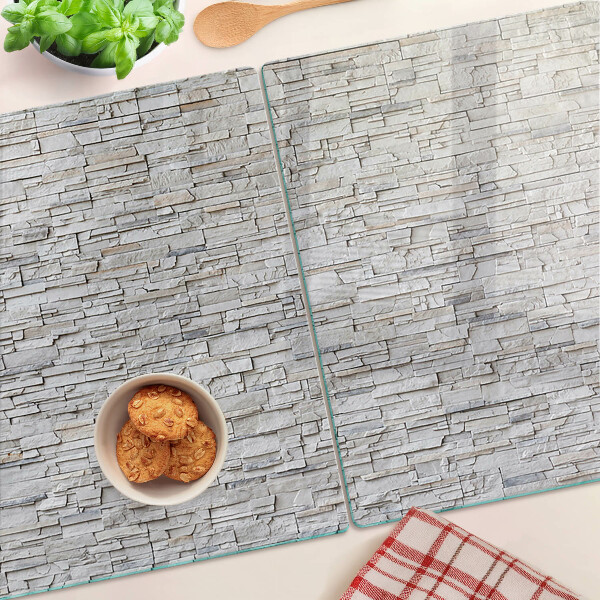 Schneidebrett Glas mit Motiv einer Steinmauer