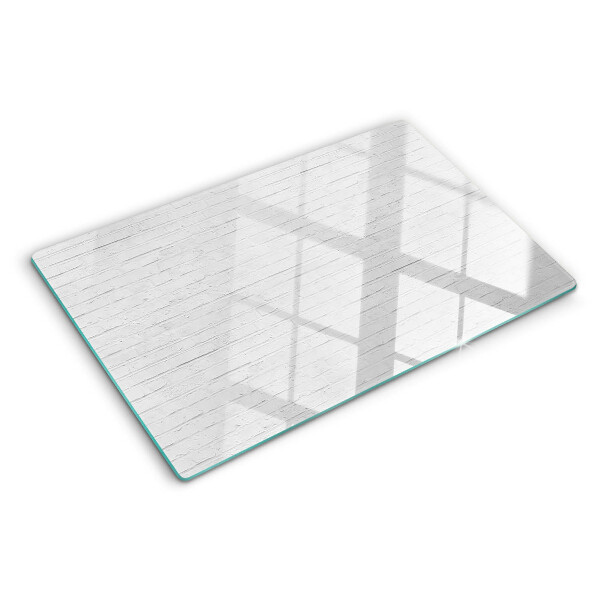 Schneidebrett Glas mit weißer Dielenoptik