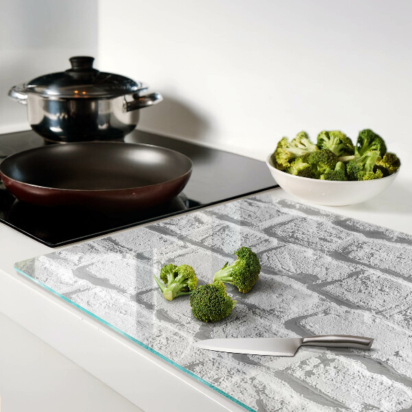 Schneidebrett Glas mit Ziegelmauer-Motiv