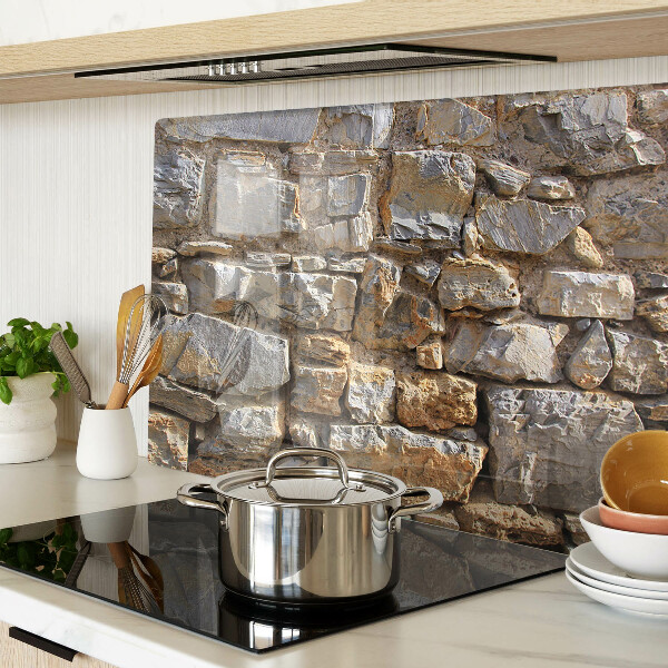 Glas-Schneidebrett mit Motiv einer Steinmauer