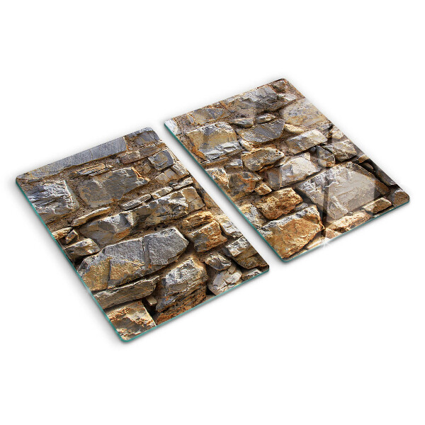 Glas-Schneidebrett mit Motiv einer Steinmauer