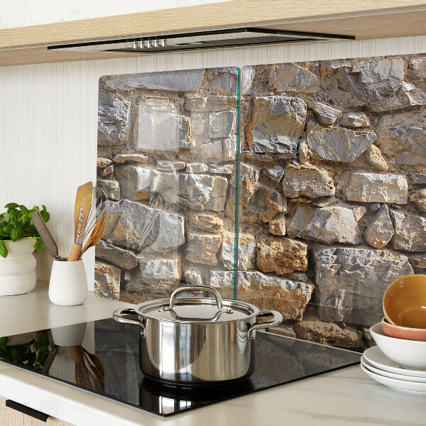 Glas-Schneidebrett mit Motiv einer Steinmauer