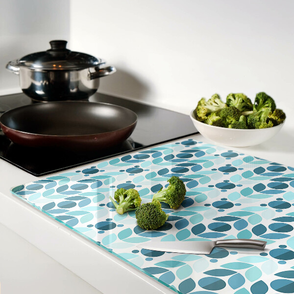 Schneidebrett mit Blattmuster in Blautönen