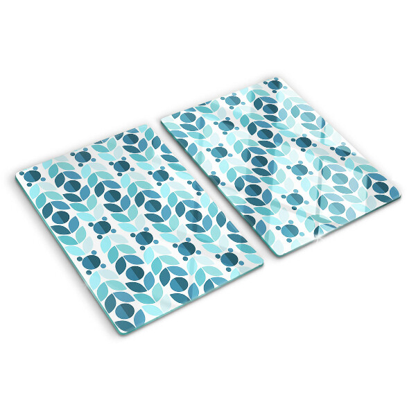 Schneidebrett mit Blattmuster in Blautönen