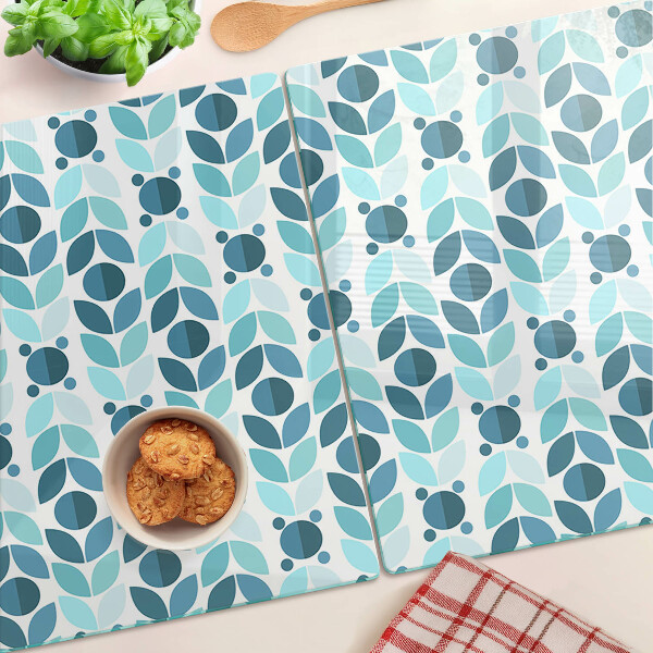 Schneidebrett mit Blattmuster in Blautönen