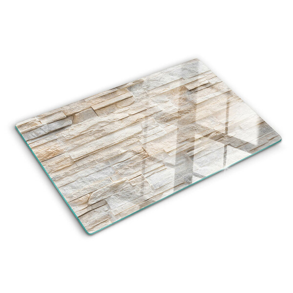 Schneidebrett Glas mit Natursteinmuster in Beigetönen
