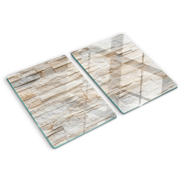 Schneidebrett Glas mit Natursteinmuster in Beigetönen