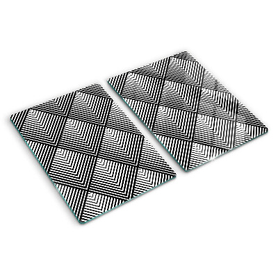 Glas-Schneidebrett mit schwarz-weißem geometrischem Motiv