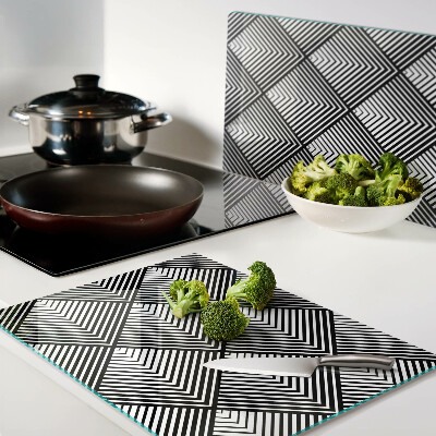 Glas schneidebrett Geometrie in Schwarzweiß