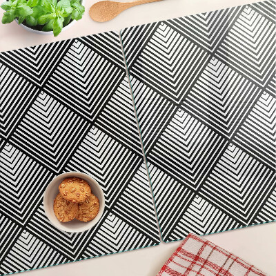 Glas schneidebrett Geometrie in Schwarzweiß