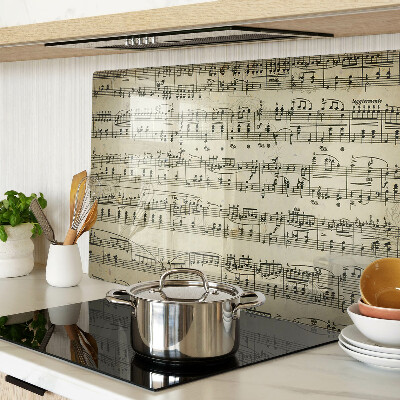 Glas-Schneidebrett mit Motiv musikalischer Notation