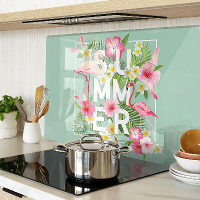 Schneidebrett Sommerblumen und Flamingos