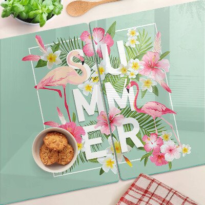 Schneidebrett Sommerblumen und Flamingos