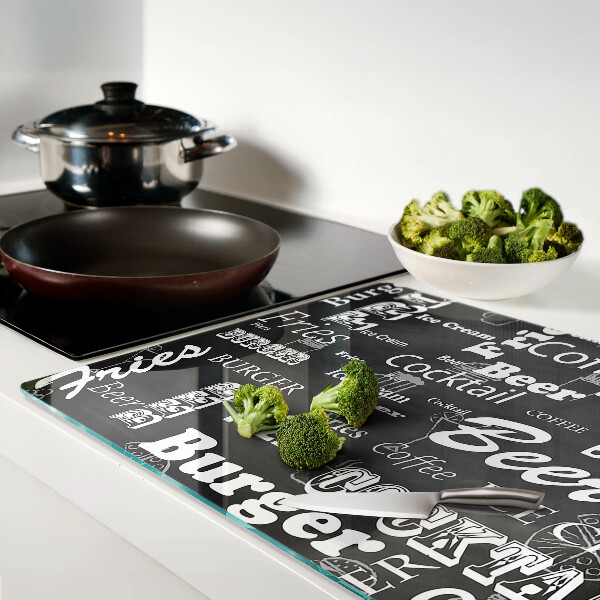 Schneidebrett glas Speisen und Getränke