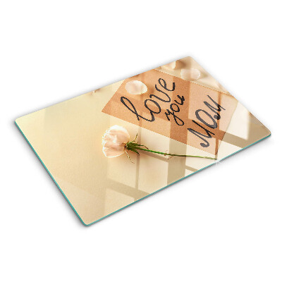 Schneidebrett mit Motiv 'Liebe und Blumen'