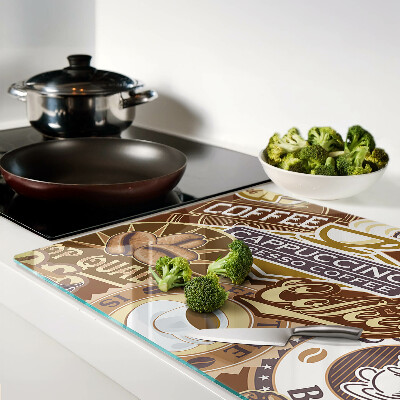 Schneidebrett glas Kaffee und Espresso