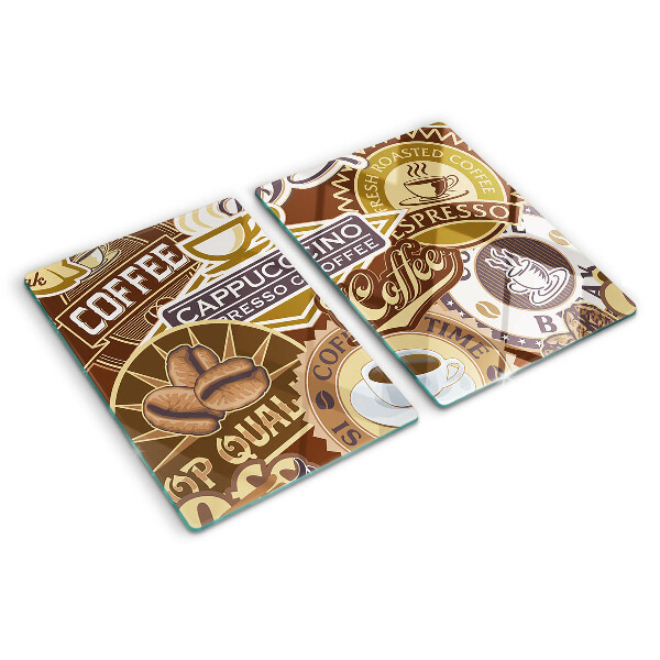 Schneidebrett glas Kaffee und Espresso