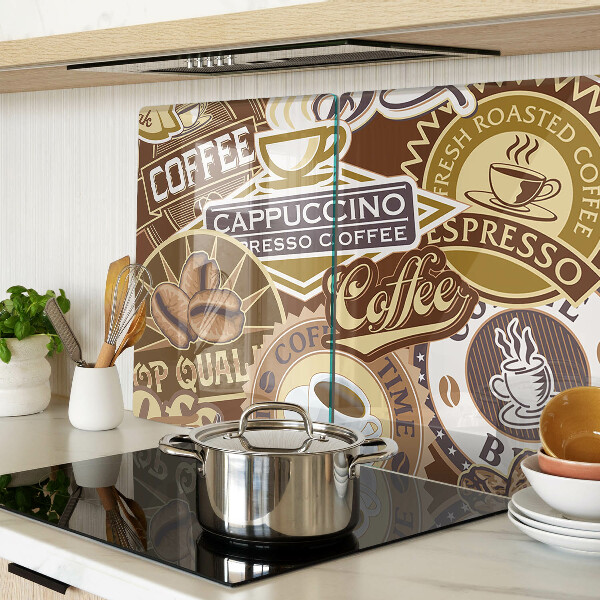 Schneidebrett Glas mit Kaffee- und Espresso-Motiv