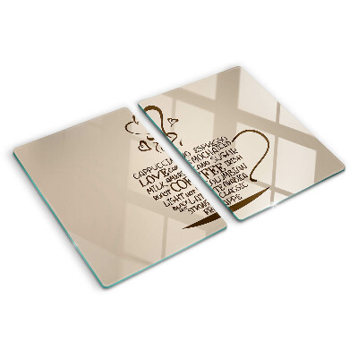 Glas schneidebrett Kaffee und Herz