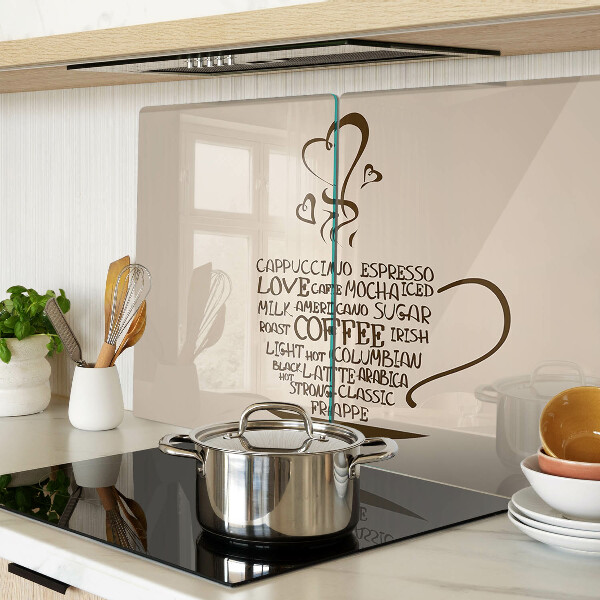 Glas schneidebrett Kaffee und Herz