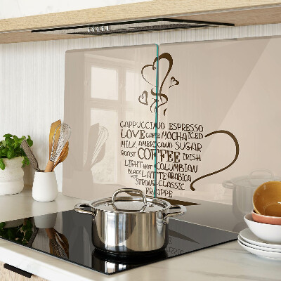 Glas schneidebrett Kaffee und Herz