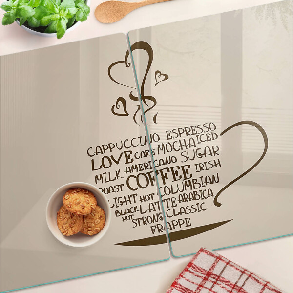 Glas schneidebrett Kaffee und Herz