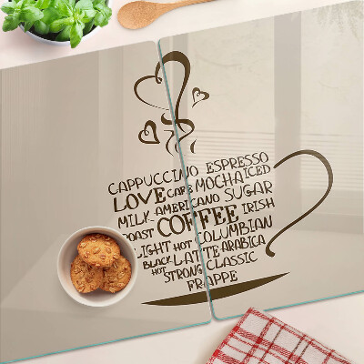 Glas schneidebrett Kaffee und Herz