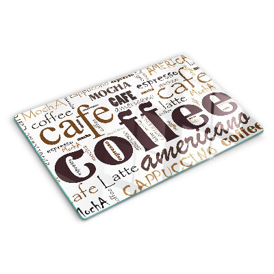 Schneidebrett Kaffee und Kaffeegetränke