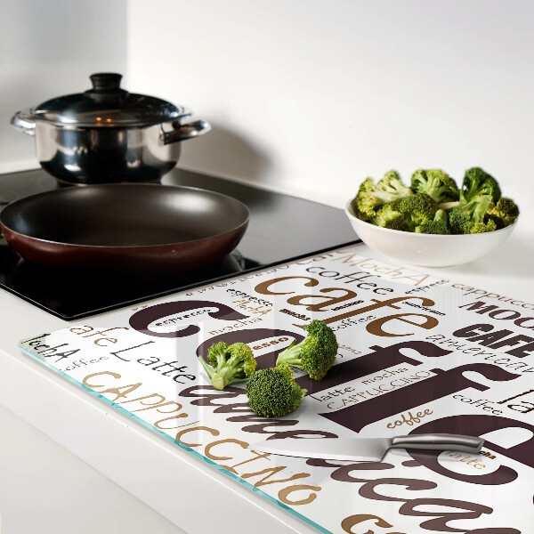 Schneidebrett Kaffee und Kaffeegetränke