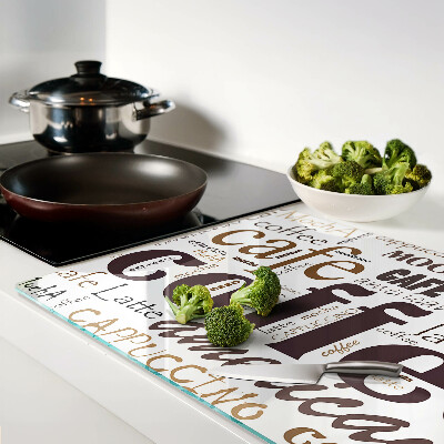 Schneidebrett mit Motiv rund um Kaffee und Kaffeegetränke