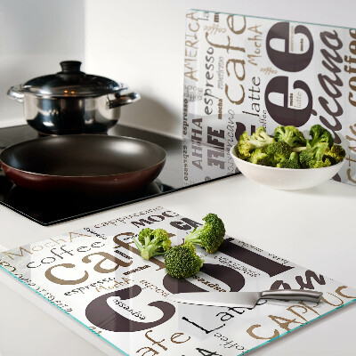 Schneidebrett mit Motiv rund um Kaffee und Kaffeegetränke