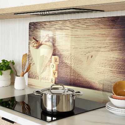 Glas-Schneidebrett mit Motiv „Liebe und Herz“