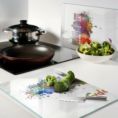 Schneidebrett mit Danzig-Motiv in Aquarellfarben