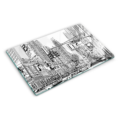 Schneidebrett mit New-York-Motiv im Comic‑Stil