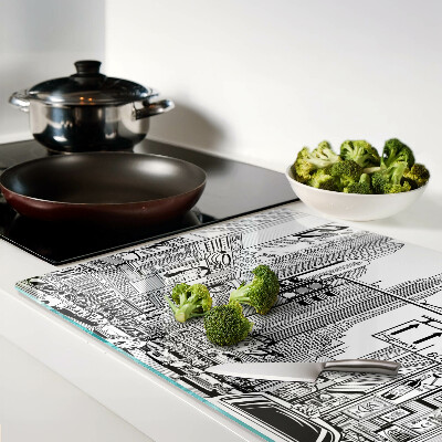 Schneidebrett mit New-York-Motiv im Comic‑Stil